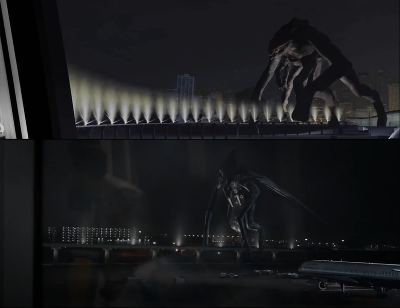 File:G14 - Early wingless male MUTO at airport compared to final MUTO.png