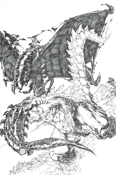 File:Concept Art - Awakening - Godzilla vs. Shinomura.png