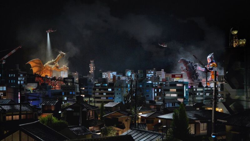 File:Godzilla & Jet Jaguar vs. King Ghidorah in Godzilla Fest 5.jpg