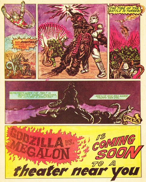 File:Megalon being killed by Godzilla while 'Robotman' beats up Gigan.jpg