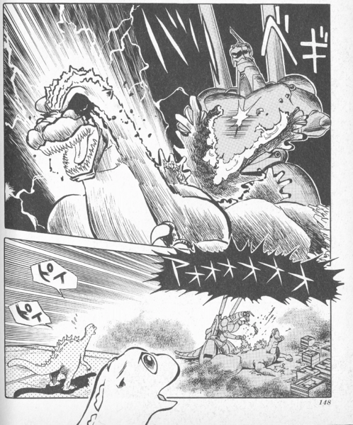 File:GVMGII Shogakukan - Mechagodzilla tears one of Godzilla's dorsal plates in half.png