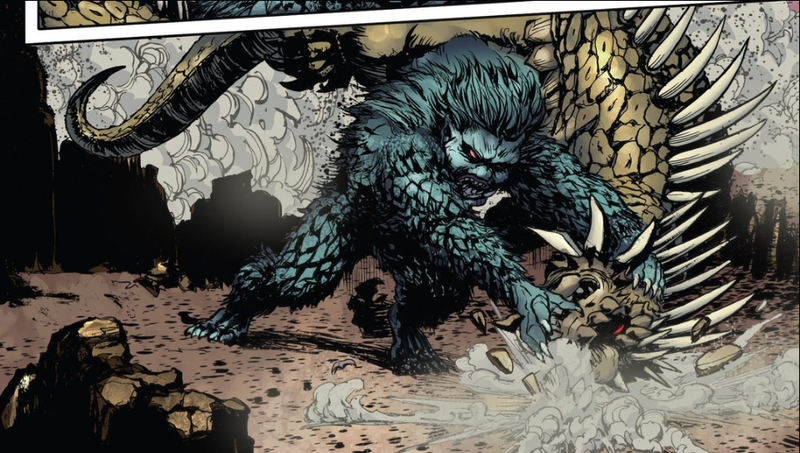 File:RULERS OF EARTH Issue 5 - 5 - Gaira vs. Varan.png