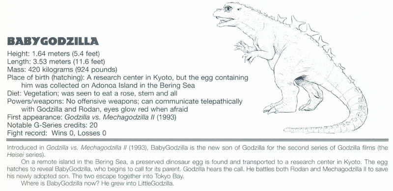 File:The Official Godzilla Compendium - Page 126 - Baby Godzilla profile.png